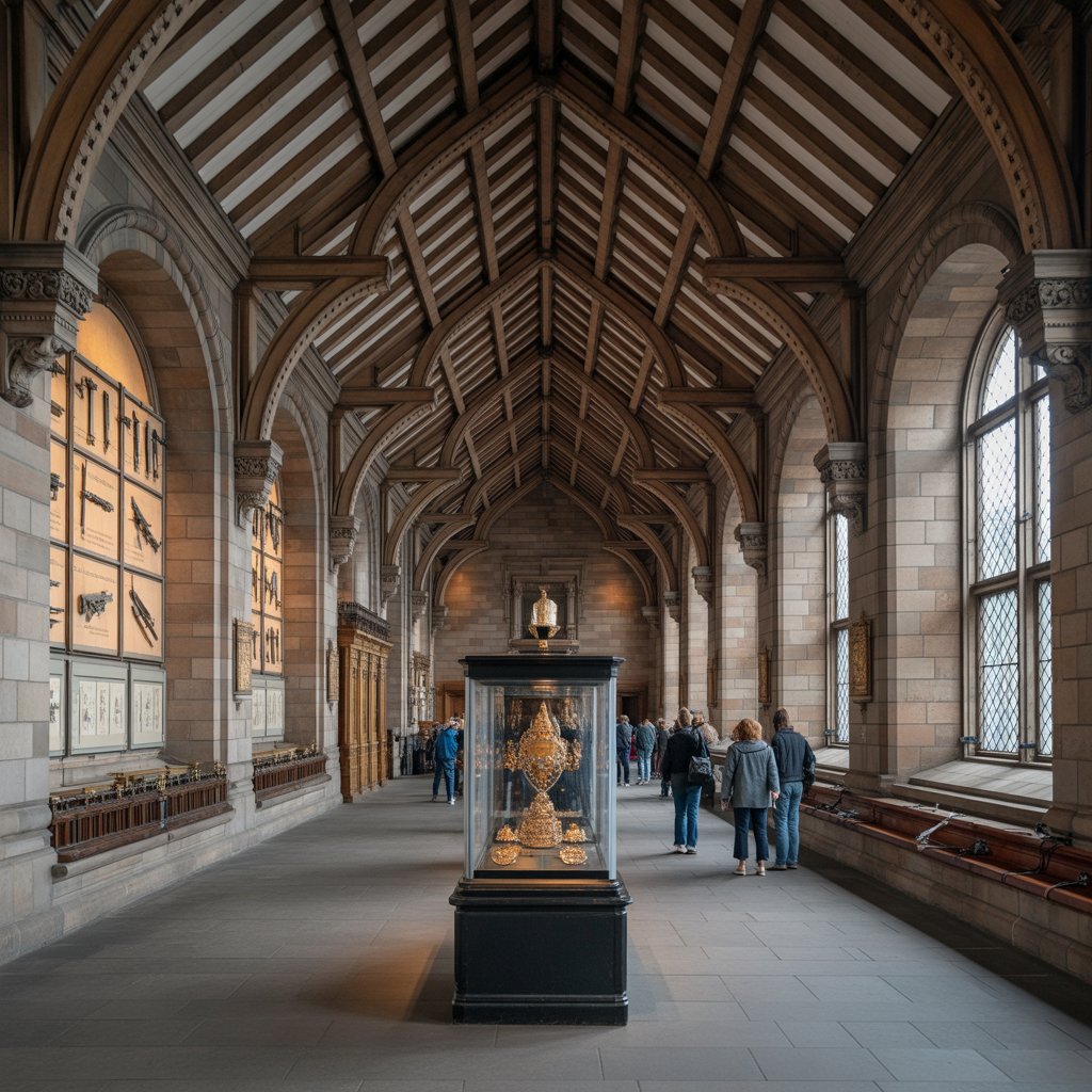 Edinburgh Castle interior showing Crown Jewels and Great Hall"